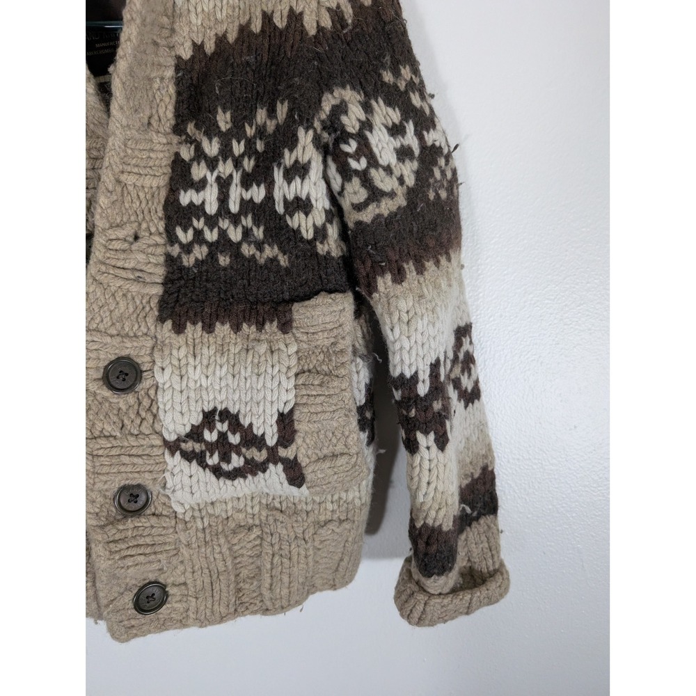 Ezra Fitch Women's Small Abercrombie Hand Knit Wool Fair Isle Cardigan Brown - Picture 2 of 11